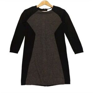 Ply Cashmere Women's PS Black Gray‎ Color Block 3/4 Sleeve Sweater Dress